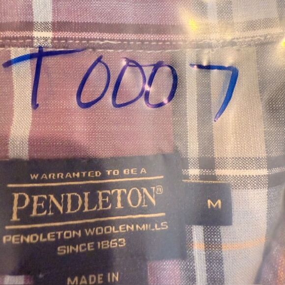Pendleton Women's Button Front Plaid Shirt Taupe Cream Wine Purple Size Medium - Picture 11 of 11